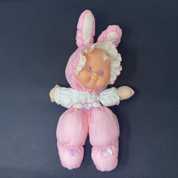 Fisher Price Puffalump Kids Pink Baby Doll Plush Nylon Bunny Ears 1991 Vintage - Picture 1 of 6